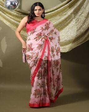 floral print georgette saree