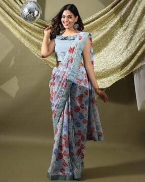 floral print georgette saree