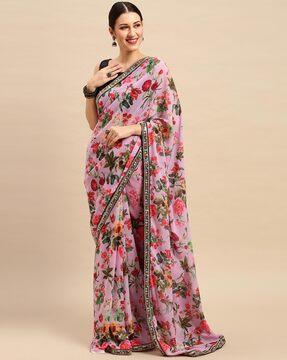 floral print georgette saree