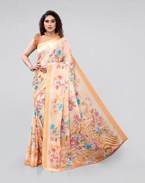 floral print georgette saree