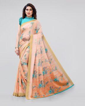 floral print georgette saree