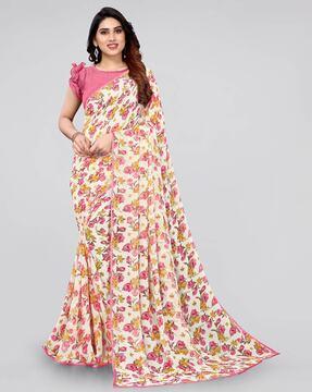 floral print georgette saree