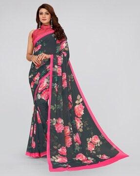 floral print georgette saree