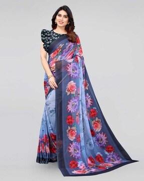 floral print georgette saree