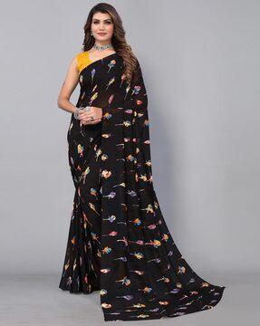 floral print georgette saree