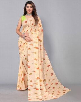 floral print georgette saree