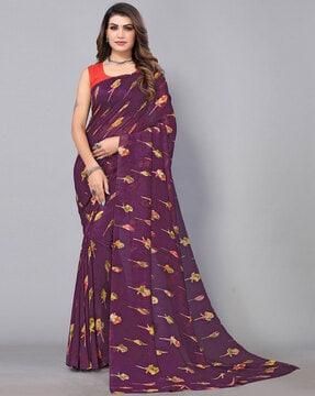 floral print georgette saree