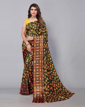 floral print georgette saree