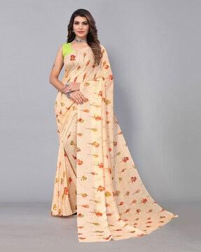 floral print georgette saree