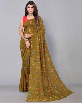 floral print georgette saree