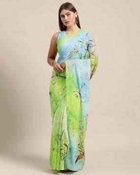 floral print georgette saree