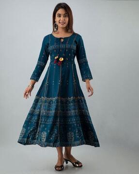 floral print gown with latkans