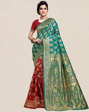 floral print half & half saree