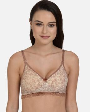 floral print heavily-padded bra