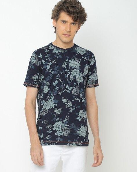 floral print henley t-shirt