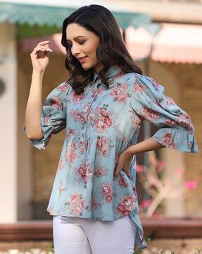 floral print high-low tunic