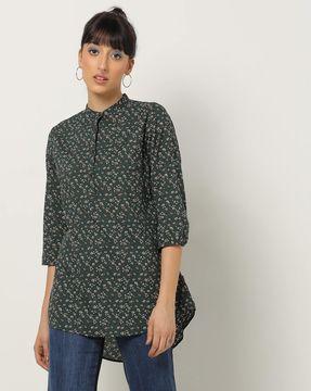 floral print high-low tunic