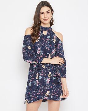 floral print high-neck dress