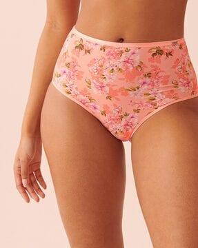 floral print high-rise bikini briefs