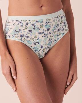 floral print high-rise bikini briefs