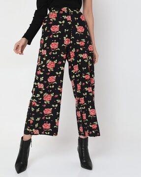 floral print high-rise culottes with insert pockets