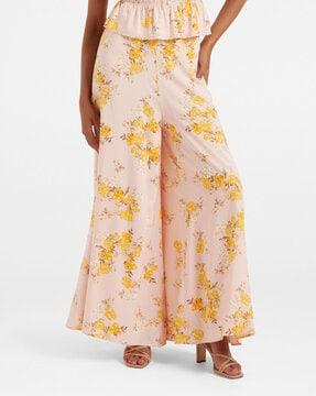 floral print high-rise trousers