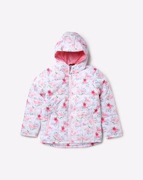 floral print hooded jacket