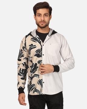 floral print hooded sweatshirt