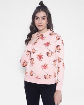 floral print hooded sweatshirt