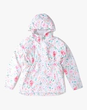 floral print hoodie with elasticated waist
