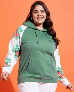 floral print hoodie with kangaroo pocket