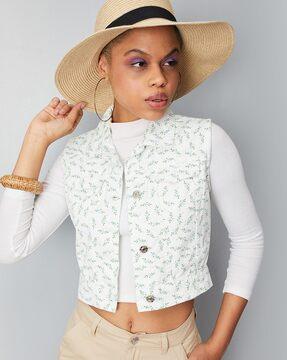 floral print jacket with flap pockets