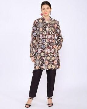 floral print jacket with insert pockets