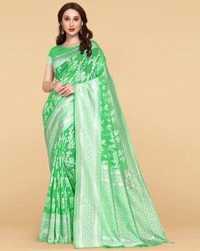 floral print jamdani saree