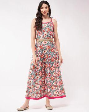 floral print jumpsuit with elasticated waist