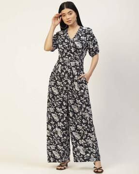 floral print jumpsuit with insert pocket