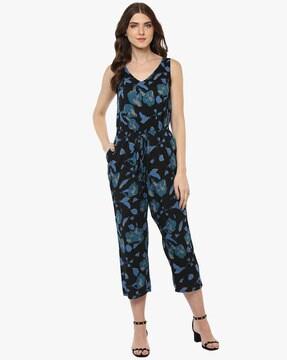 floral print jumpsuit with insert pockets