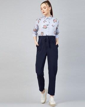 floral print jumpsuit with insert pockets