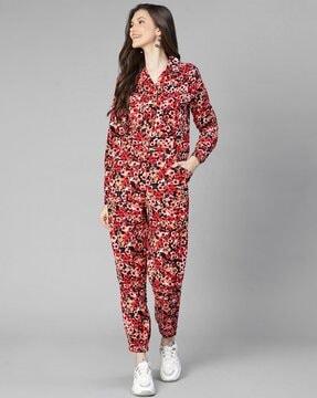 floral print jumpsuit with insert pockets