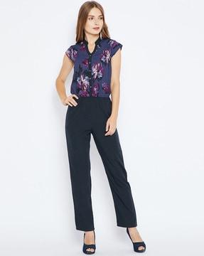 floral print jumpsuit with insert pockets