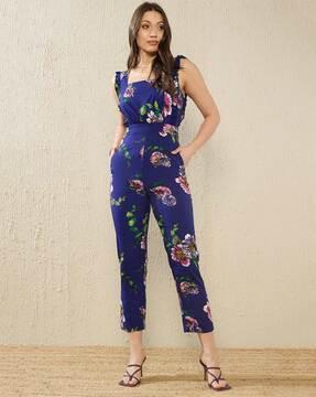 floral print jumpsuit with insert pockets