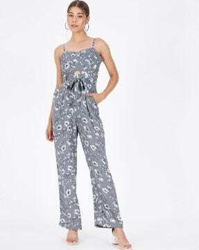 floral print jumpsuit with shoulder strap