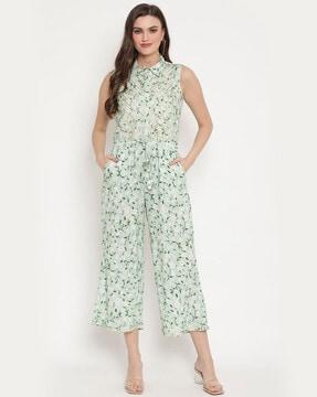 floral print jumpsuit with slip-pockets