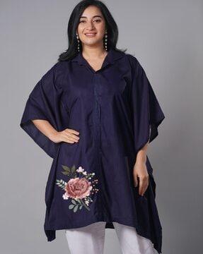 floral print kaftan kurta with collar neck