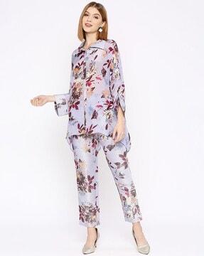 floral print kaftan shirt