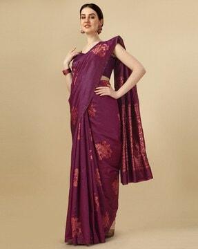 floral print kanjeevaram saree with border