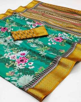 floral print kanjeevaram saree