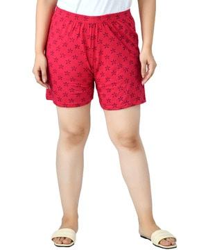 floral print knit shorts with elasticated waist