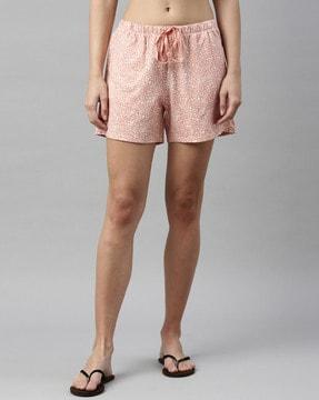 floral print knit shorts with insert pockets