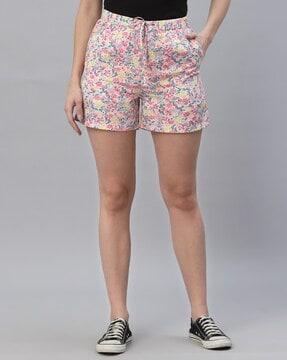 floral print knit shorts